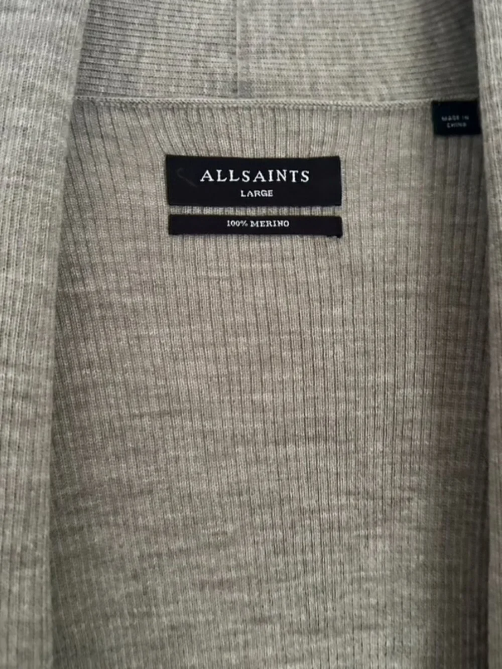 All Saints Merino Wool Slim Fit Cardigan Size L